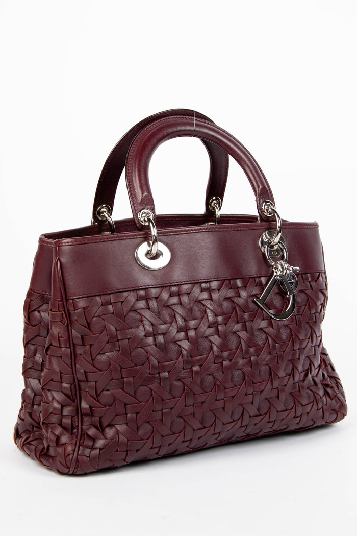 2000s Christian Dior Purple Woven Leather Avenue Tote Bag