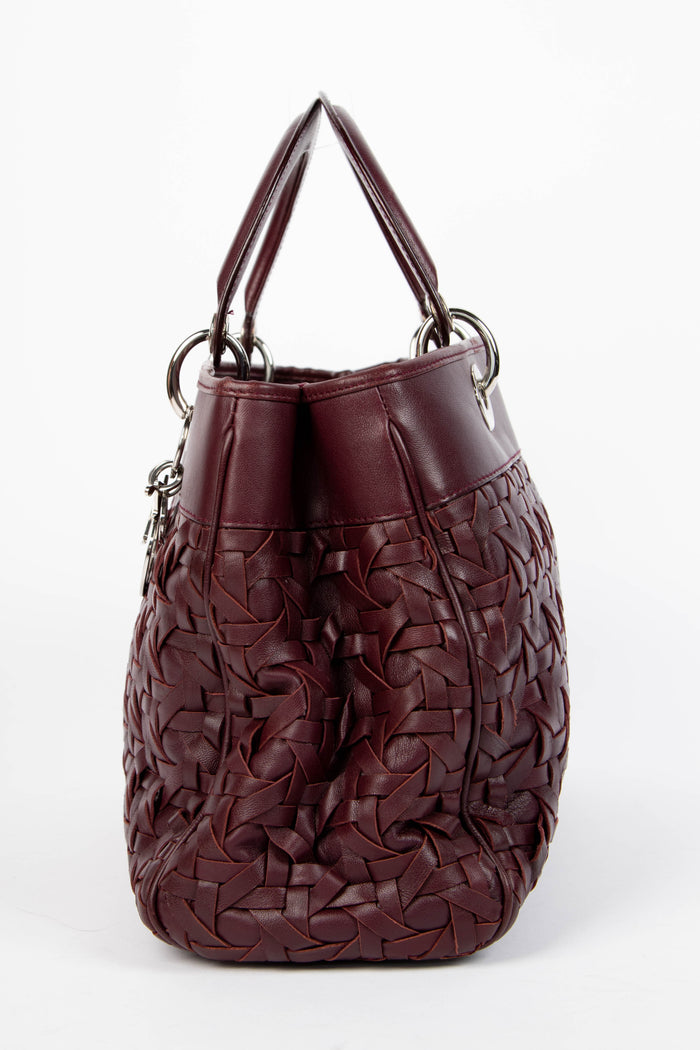 2000s Christian Dior Purple Woven Leather Avenue Tote Bag