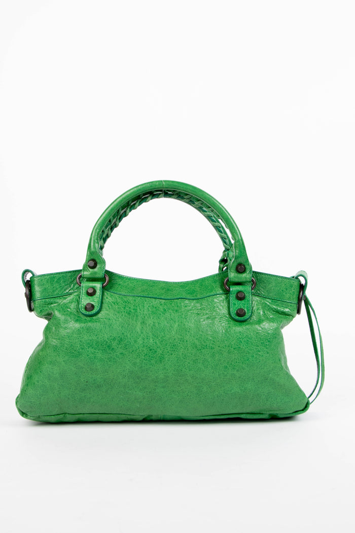 2000s Balenciaga Green Leather First City Bag
