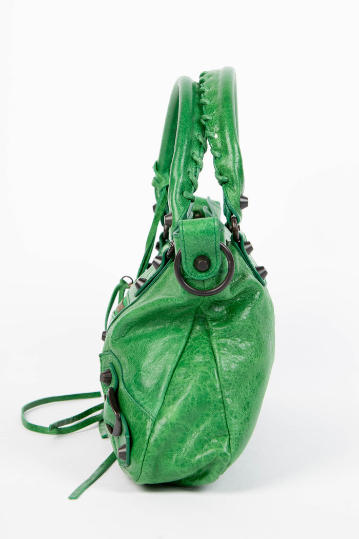 2000s Balenciaga Green Leather First City Bag