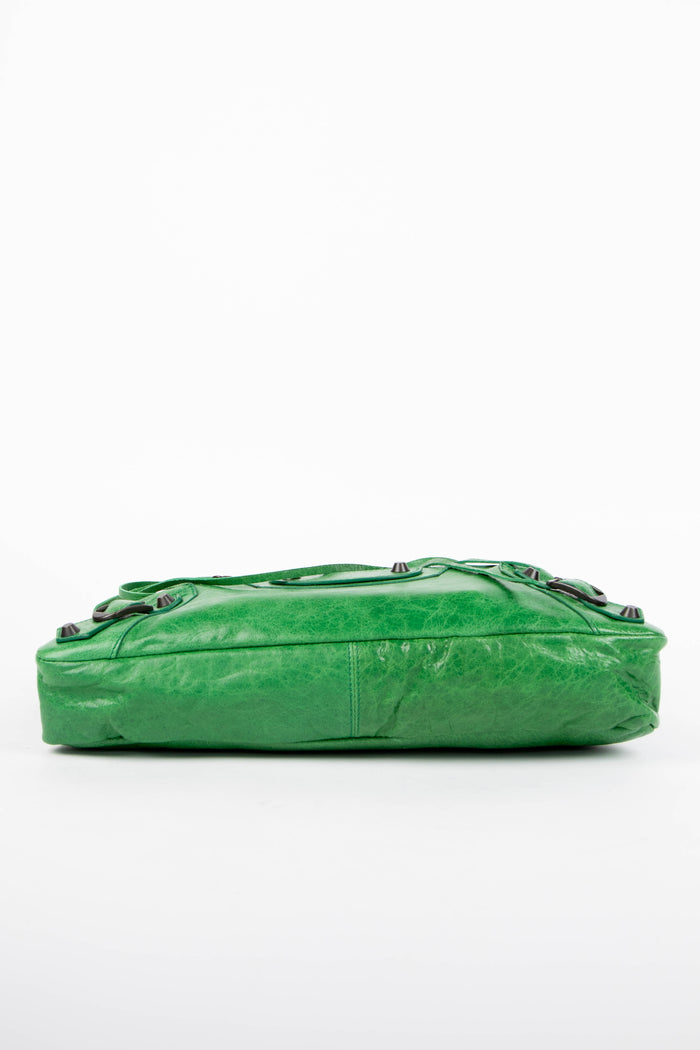2000s Balenciaga Green Leather First City Bag