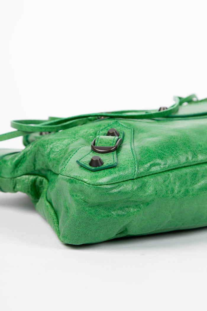 2000s Balenciaga Green Leather First City Bag