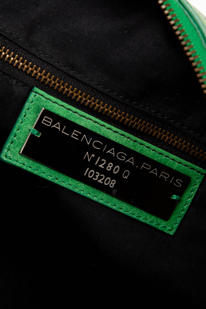 2000s Balenciaga Green Leather First City Bag