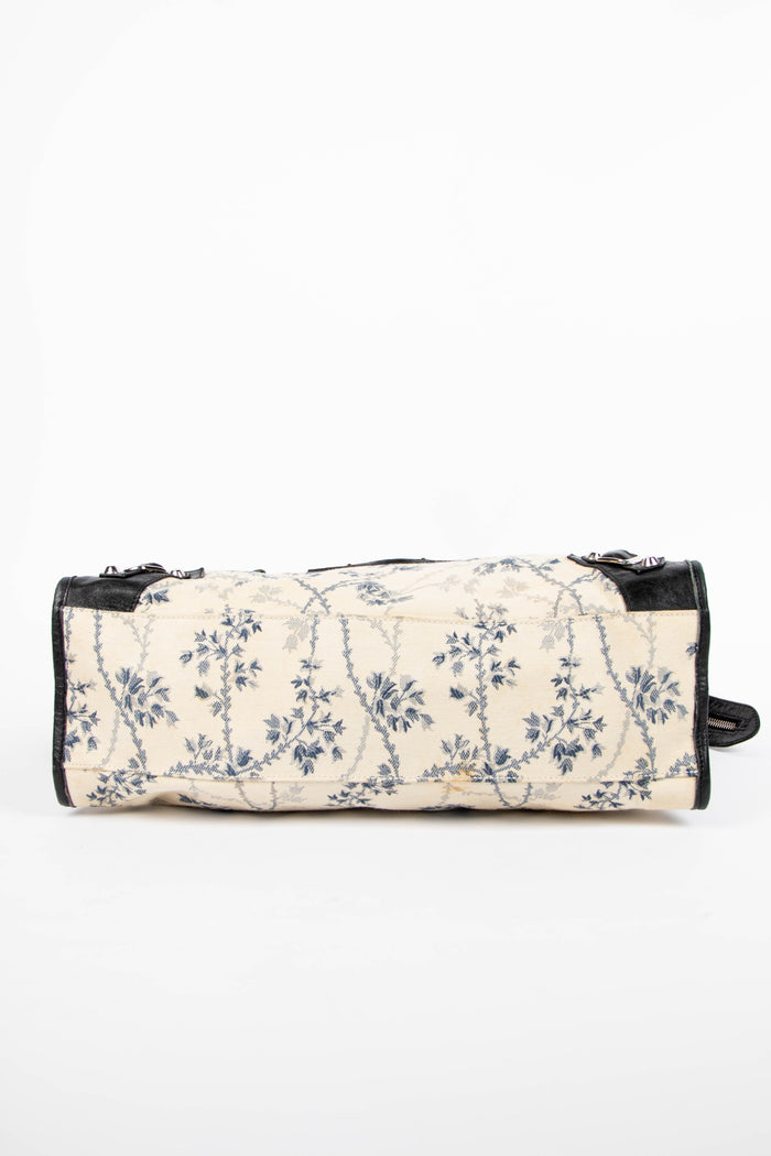 2000s Balenciaga Floral Canvas City Shoulder Bag