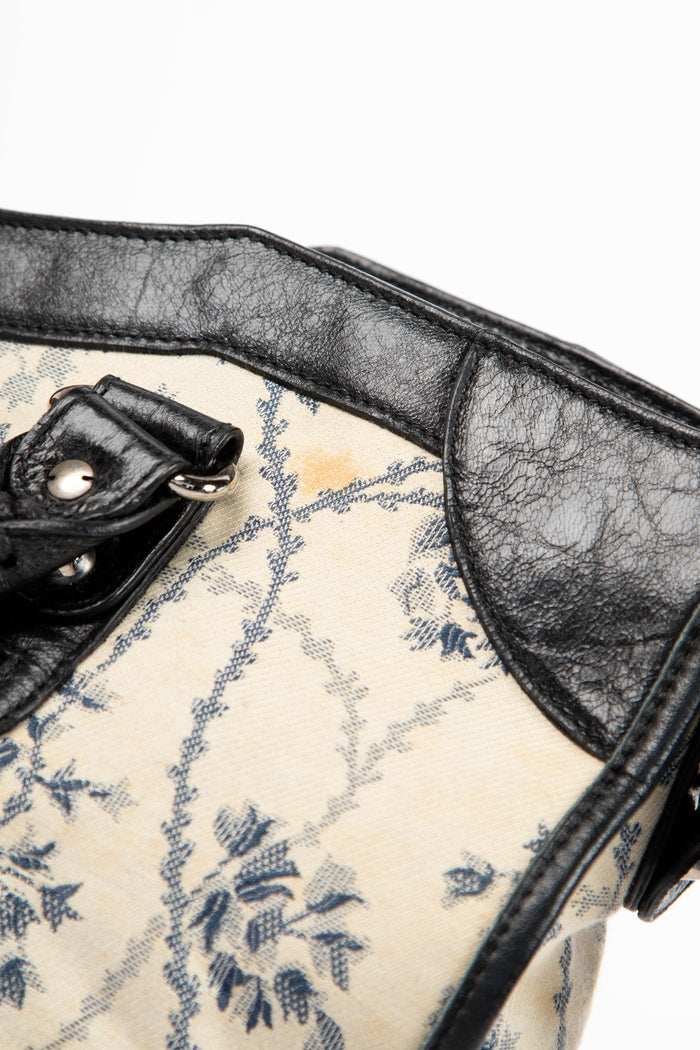 2000s Balenciaga Floral Canvas City Shoulder Bag