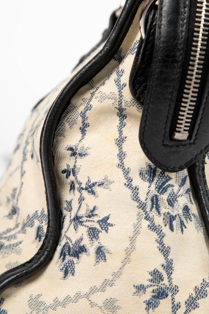 2000s Balenciaga Floral Canvas City Shoulder Bag