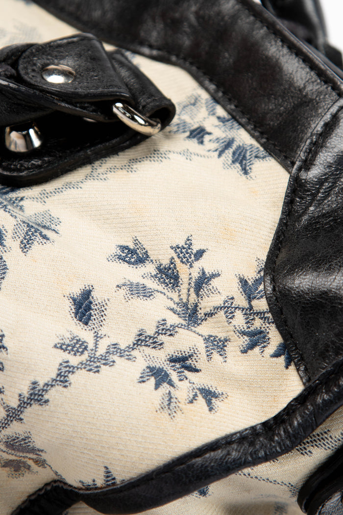 2000s Balenciaga Floral Canvas City Shoulder Bag