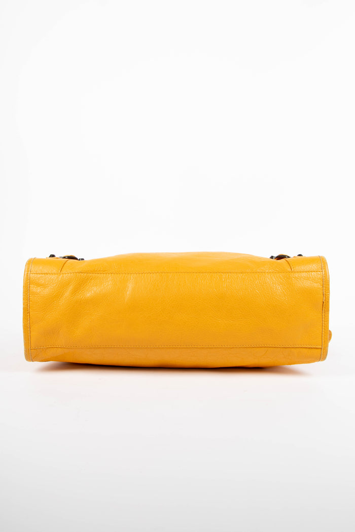 2010s Balenciaga Yellow Leather City Shoulder Bag