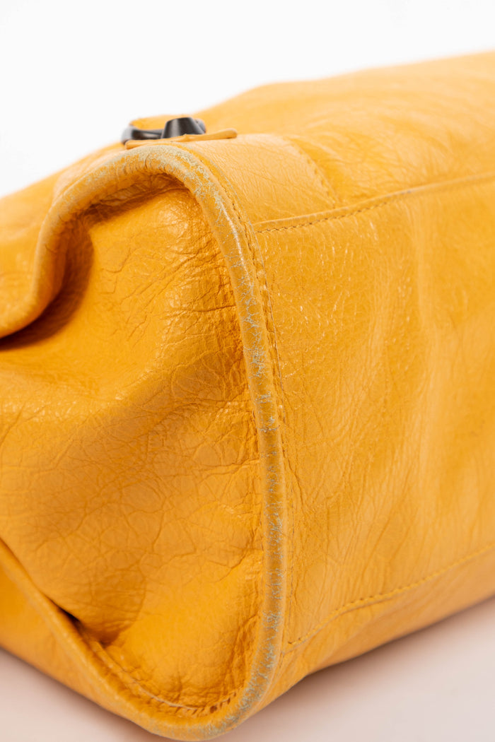 2010s Balenciaga Yellow Leather City Shoulder Bag