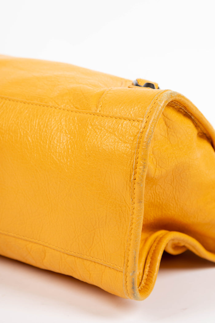 2010s Balenciaga Yellow Leather City Shoulder Bag