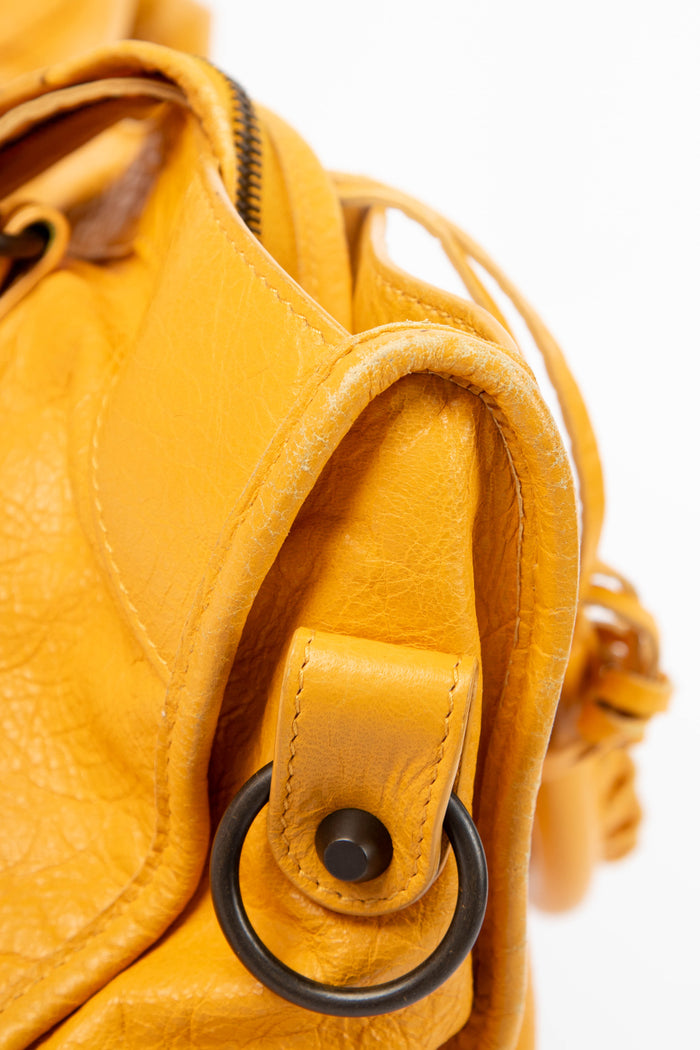 2010s Balenciaga Yellow Leather City Shoulder Bag