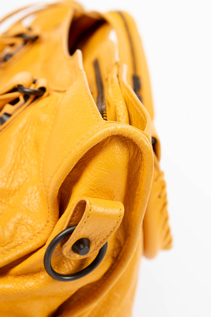 2010s Balenciaga Yellow Leather City Shoulder Bag