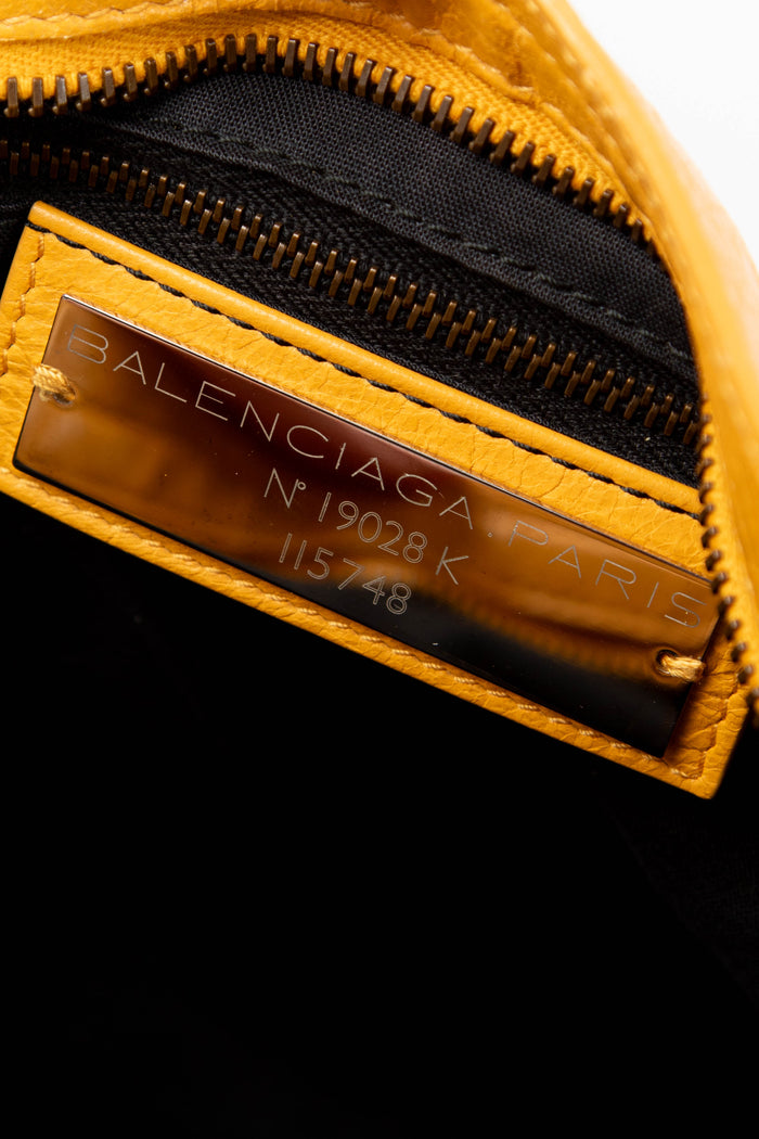 2010s Balenciaga Yellow Leather City Shoulder Bag