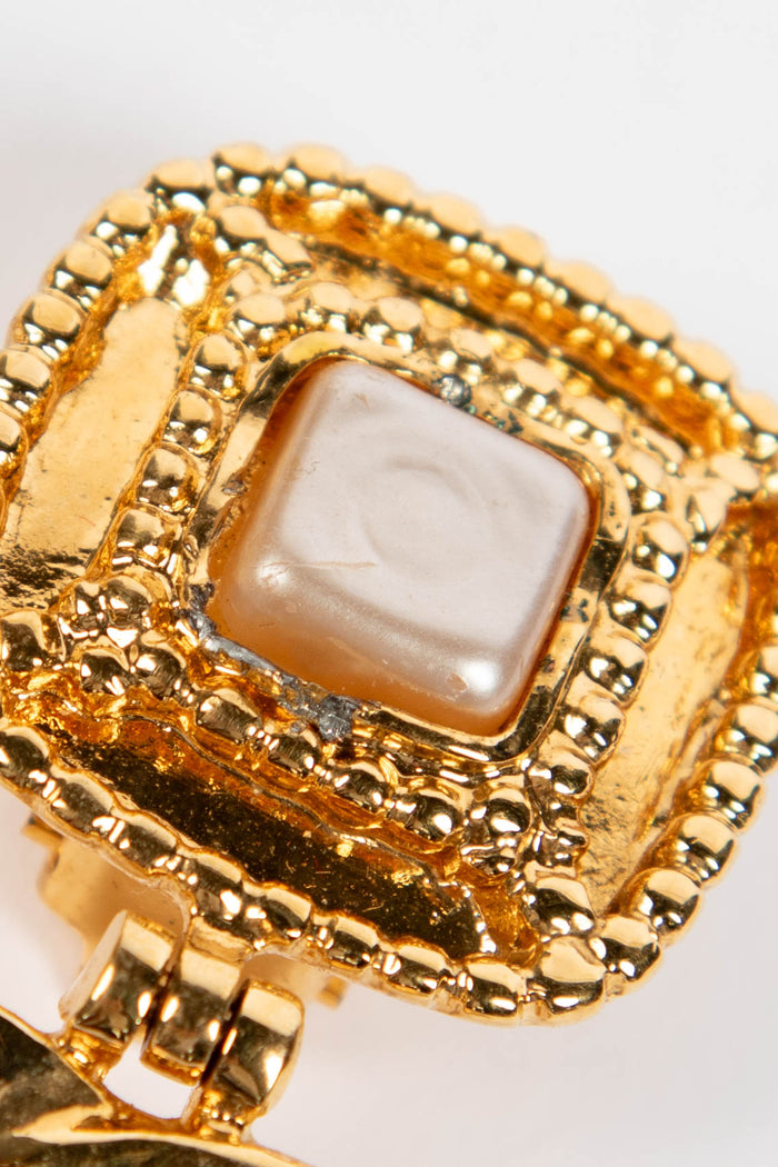90s Chanel Gold Square CC Earrings