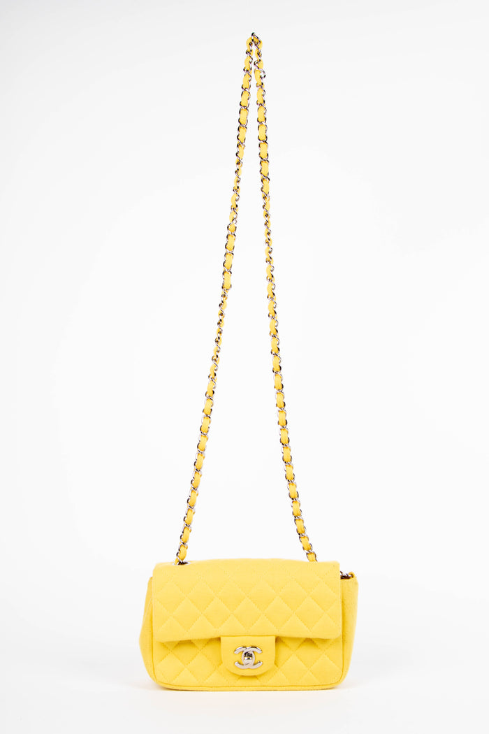 2014 Chanel Yellow Jersey Mini Rectangular Flap Shoulder Bag