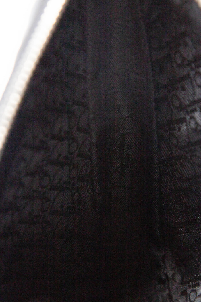 RARE 2000s Christian Dior Black Satin Embroidered Saddle Bag