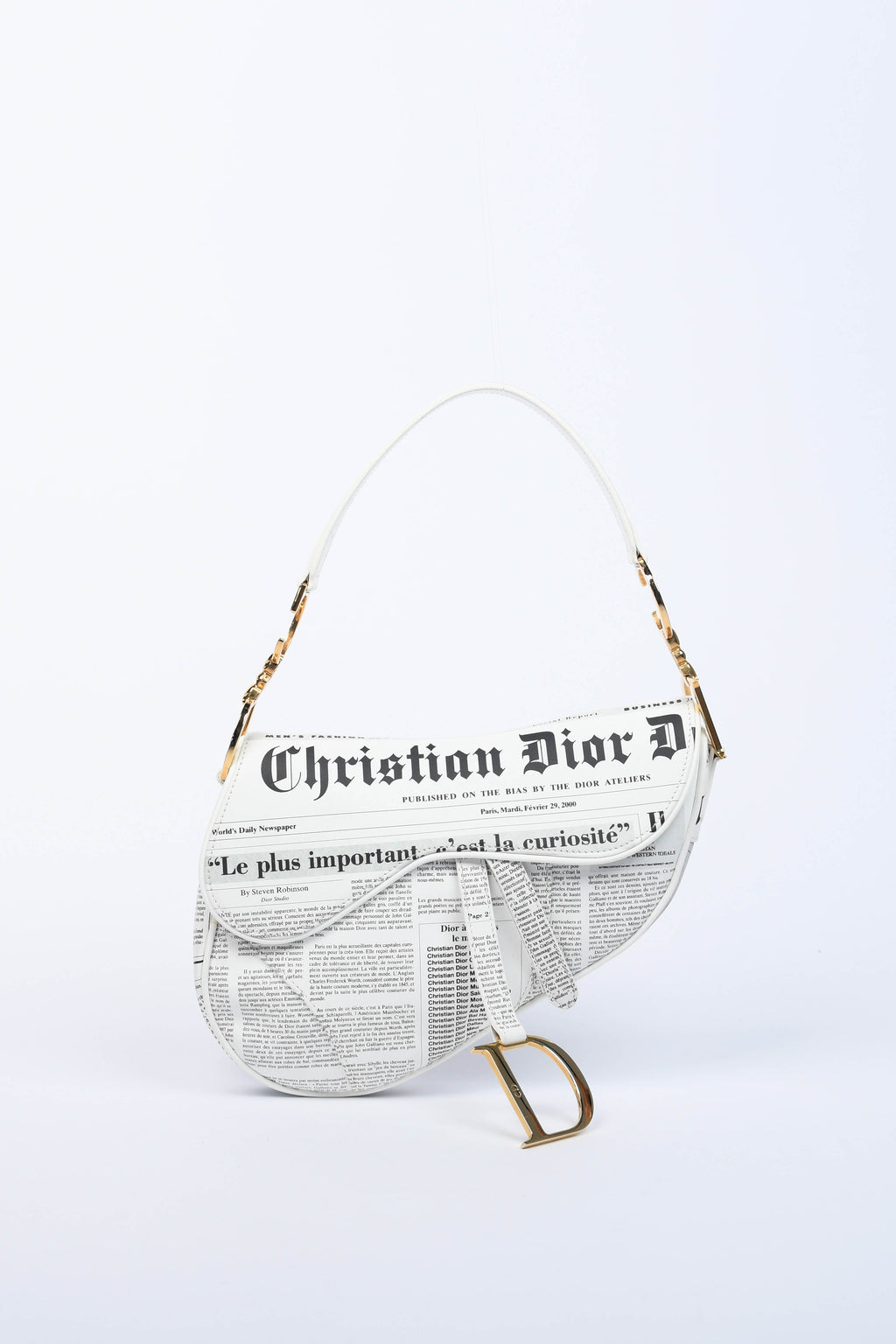 SUPER RARE Vintage Christian Dior Galliano Newspaper Saddle Shoulder Bag