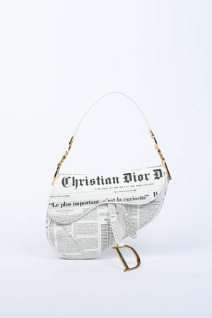 SUPER RARE Vintage Christian Dior Galliano Newspaper Saddle Shoulder Bag