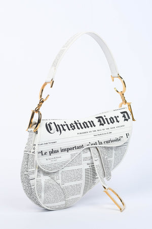 SUPER RARE Vintage Christian Dior Galliano Newspaper Saddle Shoulder Bag