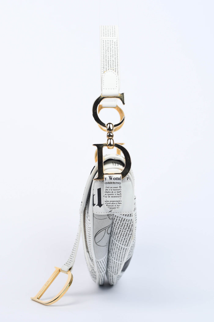 SUPER RARE Vintage Christian Dior Galliano Newspaper Saddle Shoulder Bag