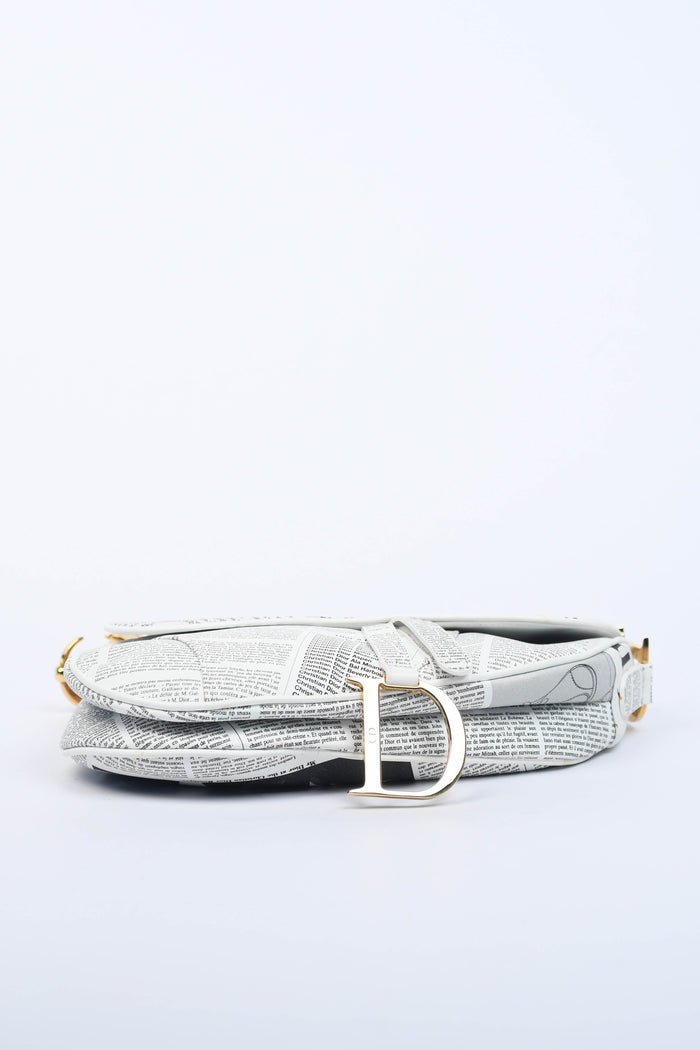 SUPER RARE Vintage Christian Dior Galliano Newspaper Saddle Shoulder Bag