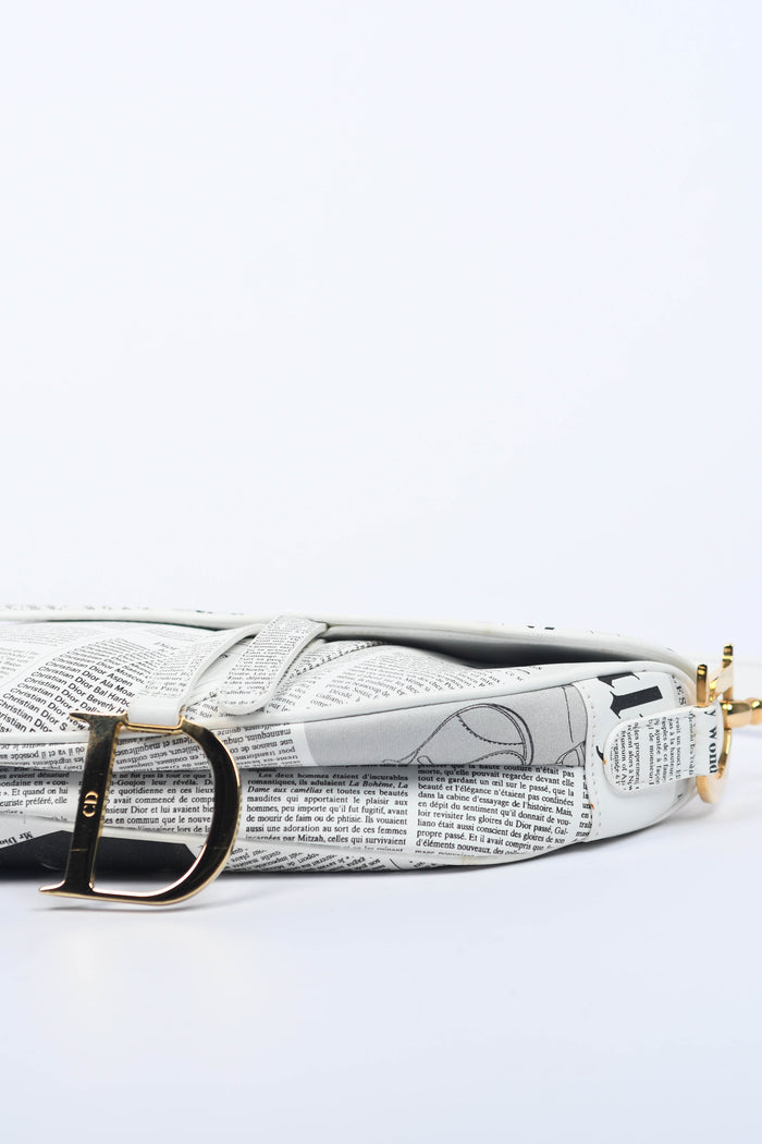 SUPER RARE Vintage Christian Dior Galliano Newspaper Saddle Shoulder Bag