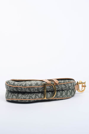 Vintage Christian Dior Green Monogram Saddle Shoulder Bag