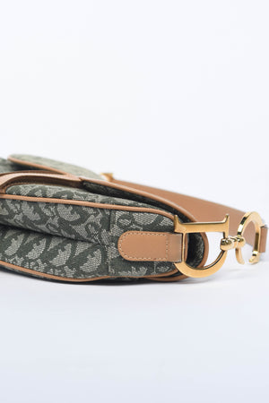 Vintage Christian Dior Green Monogram Saddle Shoulder Bag