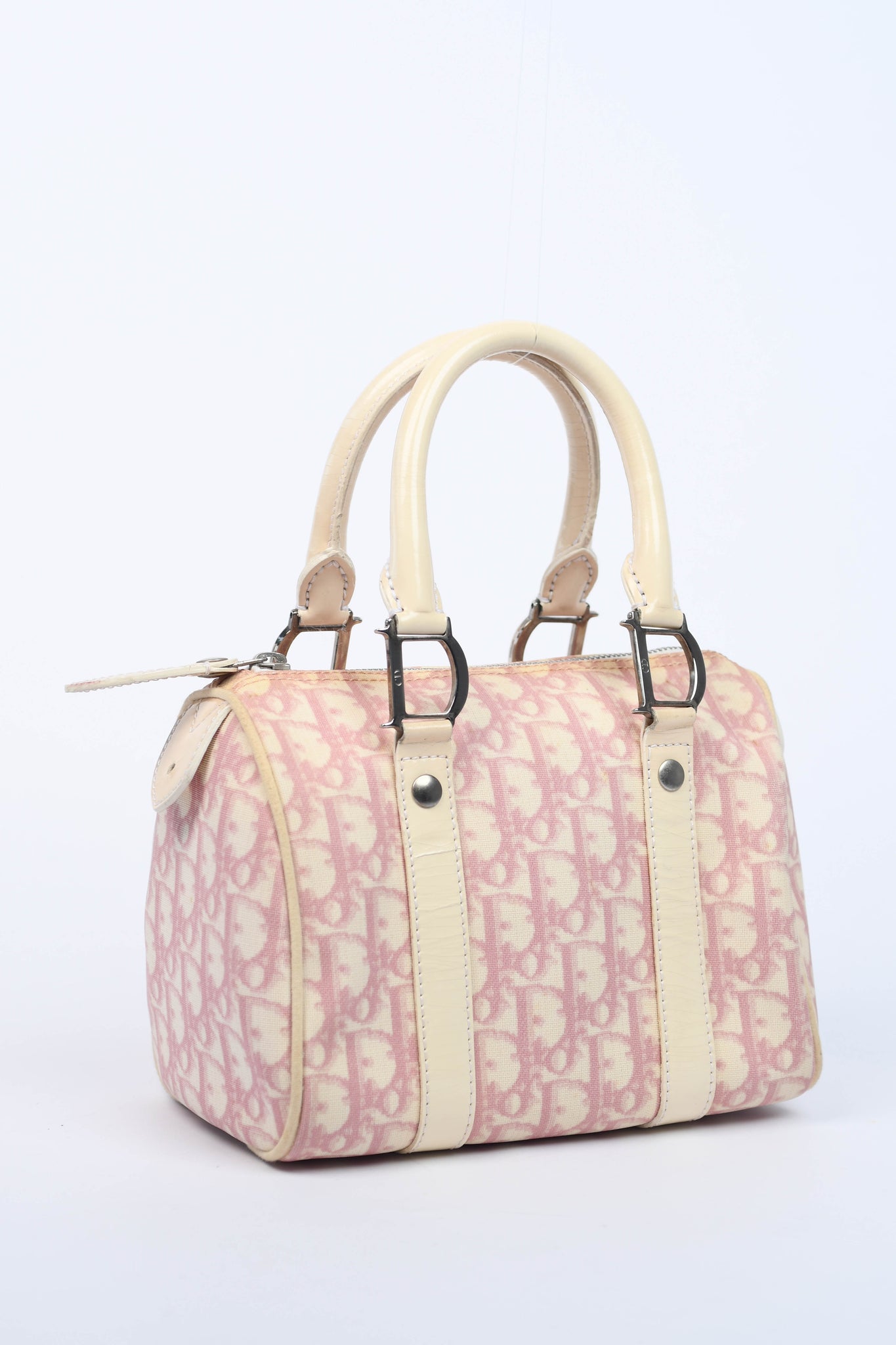 2000s Christian Dior Pink Monogram Canvas Small Boston Bag