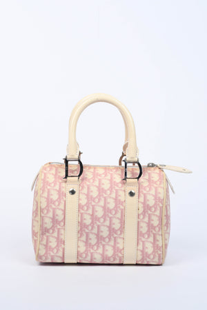 2000s Christian Dior Pink Monogram Canvas Small Boston Bag