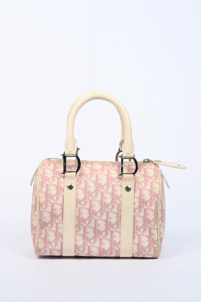 2000s Christian Dior Pink Monogram Canvas Small Boston Bag