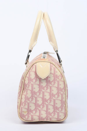 2000s Christian Dior Pink Monogram Canvas Small Boston Bag