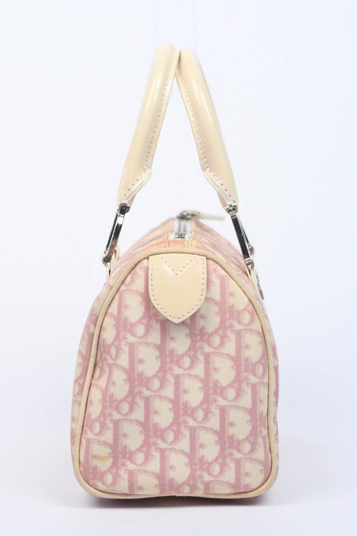 2000s Christian Dior Pink Monogram Canvas Small Boston Bag