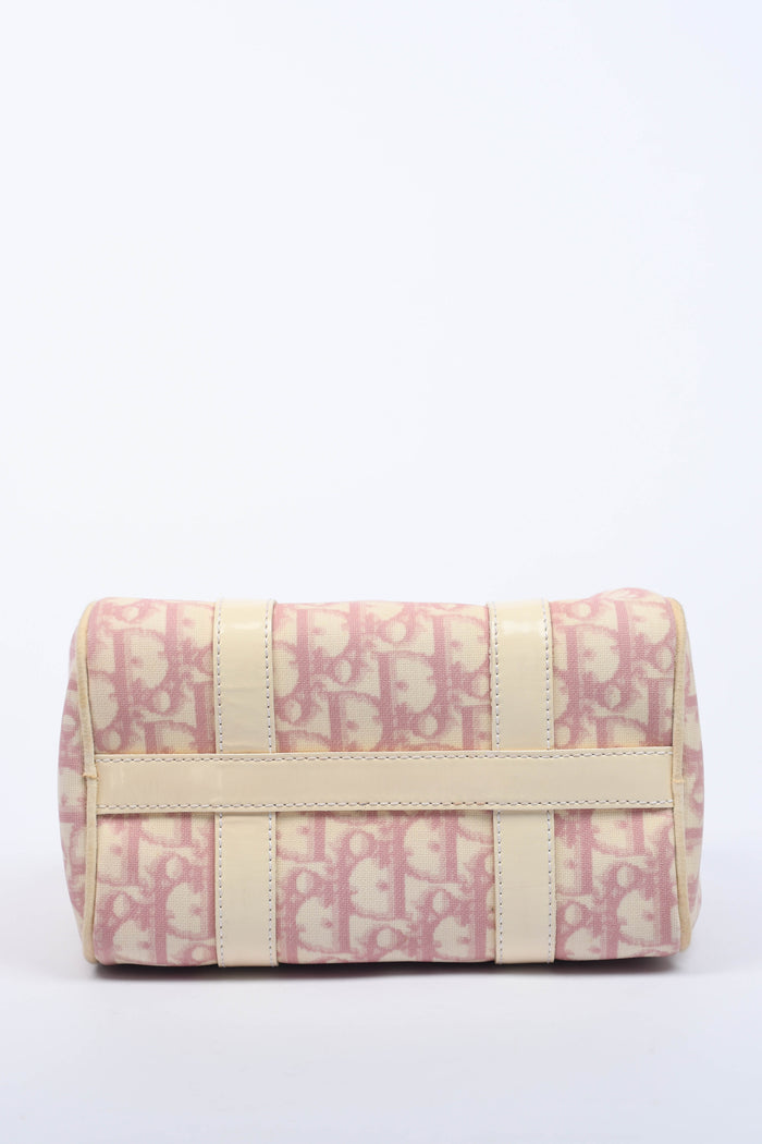2000s Christian Dior Pink Monogram Canvas Small Boston Bag