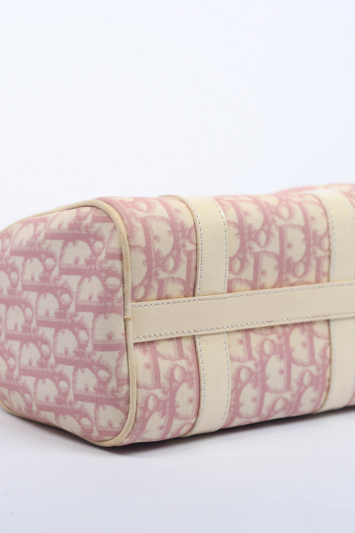 2000s Christian Dior Pink Monogram Canvas Small Boston Bag