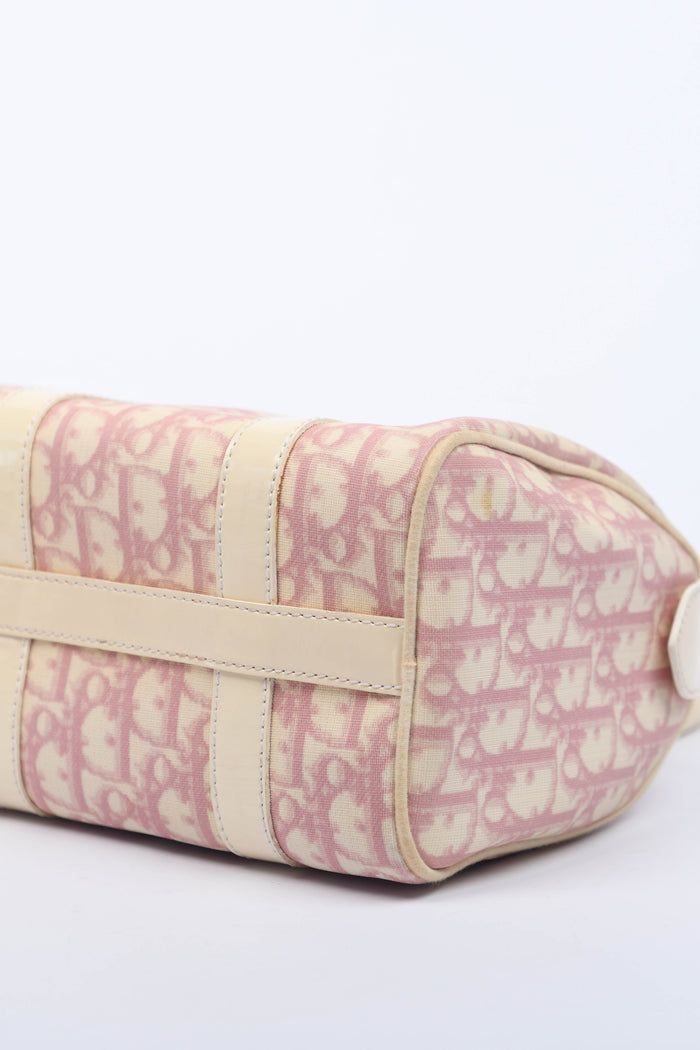 2000s Christian Dior Pink Monogram Canvas Small Boston Bag