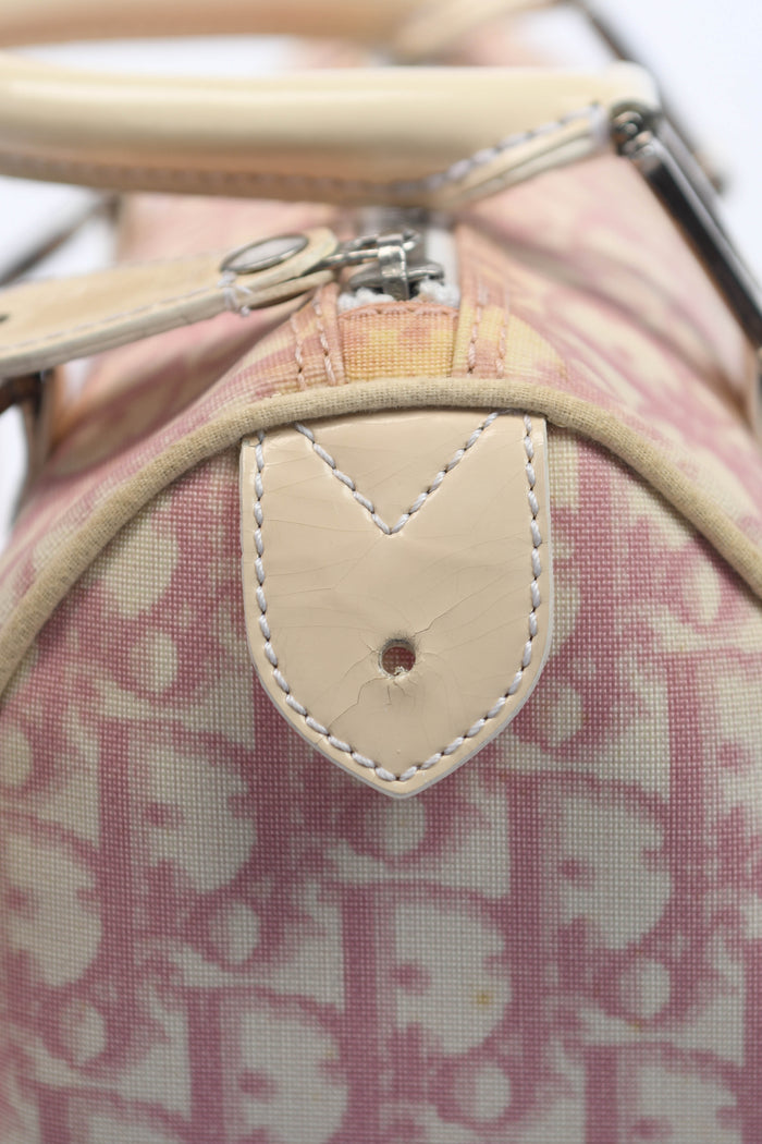 2000s Christian Dior Pink Monogram Canvas Small Boston Bag