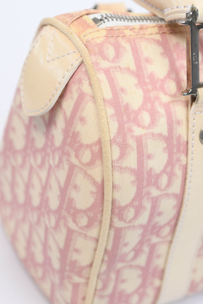 2000s Christian Dior Pink Monogram Canvas Small Boston Bag