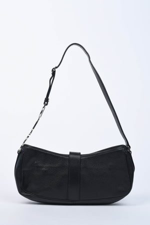 2000s Christian Dior Black Leather Spell-out Shoulder Bag