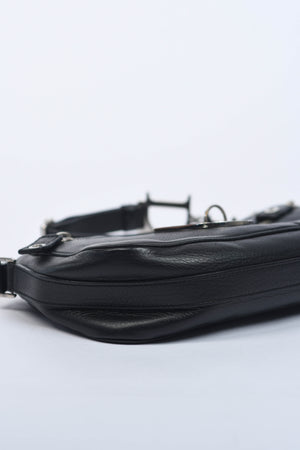 2000s Christian Dior Black Leather Spell-out Shoulder Bag