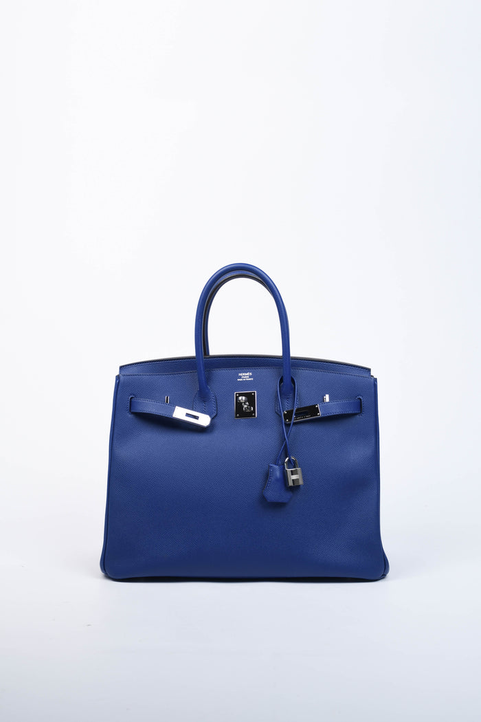 2014 Hermes Birkin 35cm in Blue France Epsom Leather with SHW
