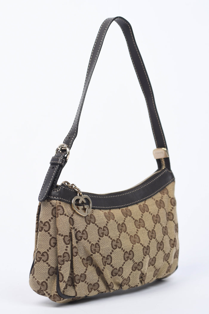 Vintage Gucci Monogram Canvas Pochette Shoulder Bag