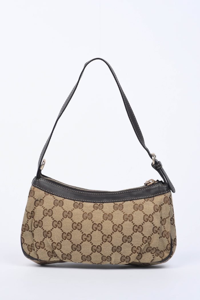 Vintage Gucci Monogram Canvas Pochette Shoulder Bag