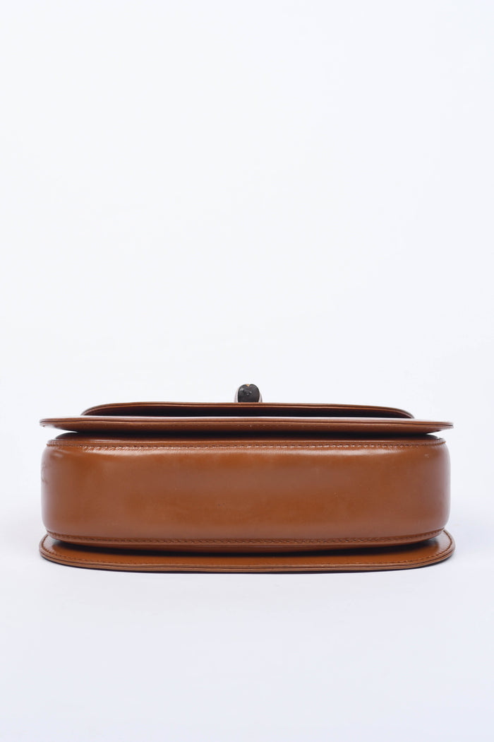 2010s Gucci Brown Leather & Bamboo Top Handle Bag