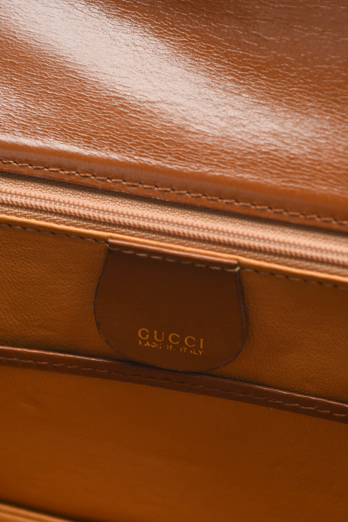2010s Gucci Brown Leather & Bamboo Top Handle Bag