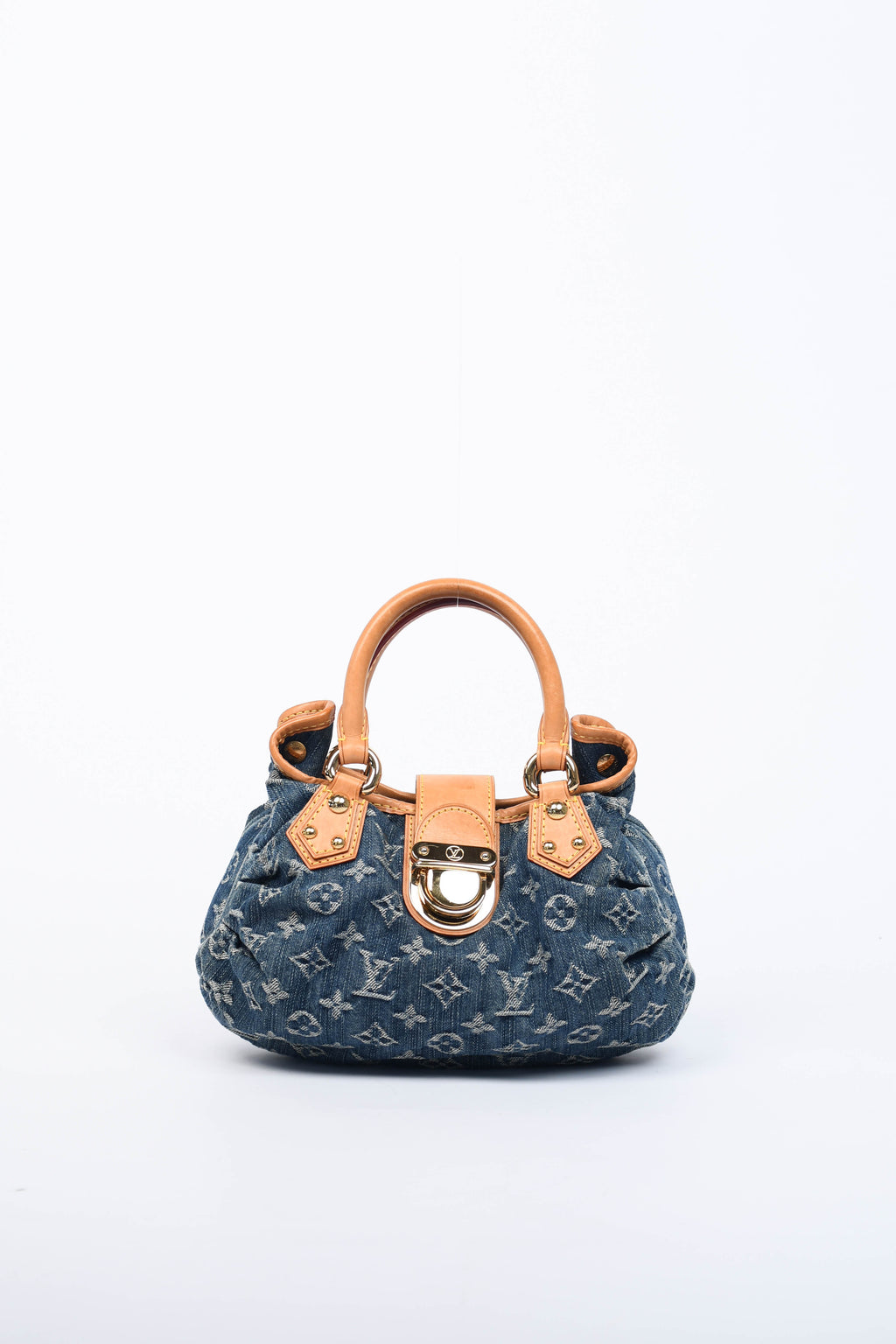 2000s Louis Vuitton Denim Monogram Pleaty Top Handle Bag