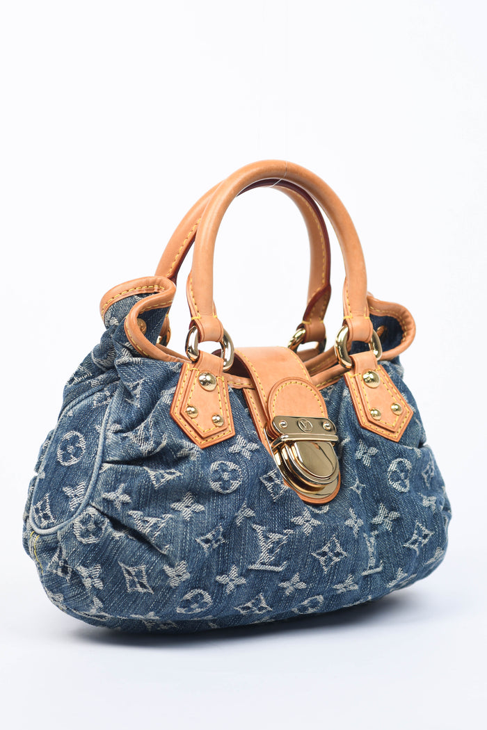 2000s Louis Vuitton Denim Monogram Pleaty Top Handle Bag