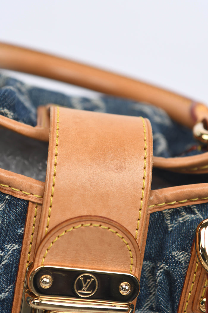 2000s Louis Vuitton Denim Monogram Pleaty Top Handle Bag