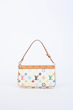 2000s Louis Vuitton x Takashi Murakami White Multicolour Pochette Accessoires