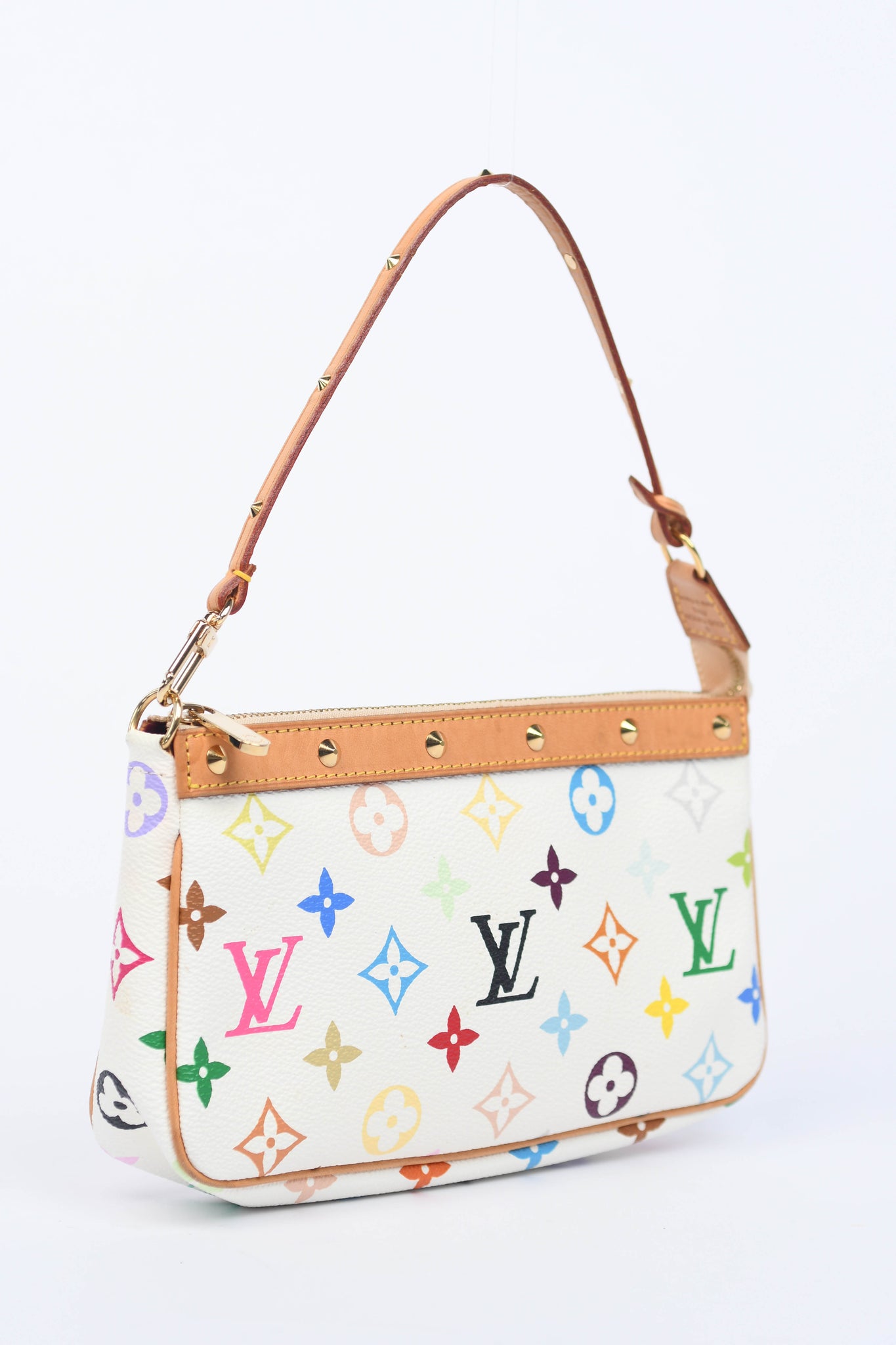 2000s Louis Vuitton x Takashi Murakami White Multicolour Pochette Accessoires